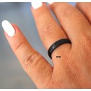 Wedding Rings 4mm Steel Classic Hammered Black Band with Engraving Engagement Couple