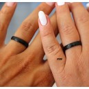 Wedding Rings 4mm Steel Classic Hammered Black Band with Engraving Engagement Couple