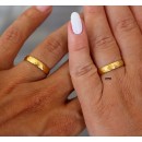 Pair of Wedding Bands Engagement Rings Steel Hammered Classic Gold Wedding