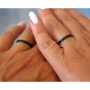 Pair of Wedding Rings Stainless Steel Black Hammered 2 MM with Personalized Engravings