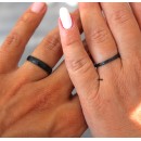 copy of Wedding Rings 4mm Steel Classic Hammered Black Band with Engraving Engagement Couple