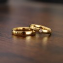 Coppia fedi fedine 4 mm lisce Oro solitario a Cuore Fidanzamento Uomo Donna Incisioni