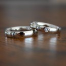 Coppia Fedi Fedine Lisce Cuore Solitario