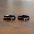 copy of Wedding Rings 4mm Steel Classic Hammered Black Band with Engraving Engagement Couple