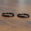 Pair of Wedding Rings Stainless Steel Black Hammered 2 MM with Personalized Engravings