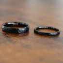 copy of Wedding Rings 4mm Steel Classic Hammered Black Band with Engraving Engagement Couple