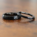 copy of Wedding Rings 4mm Steel Classic Hammered Black Band with Engraving Engagement Couple