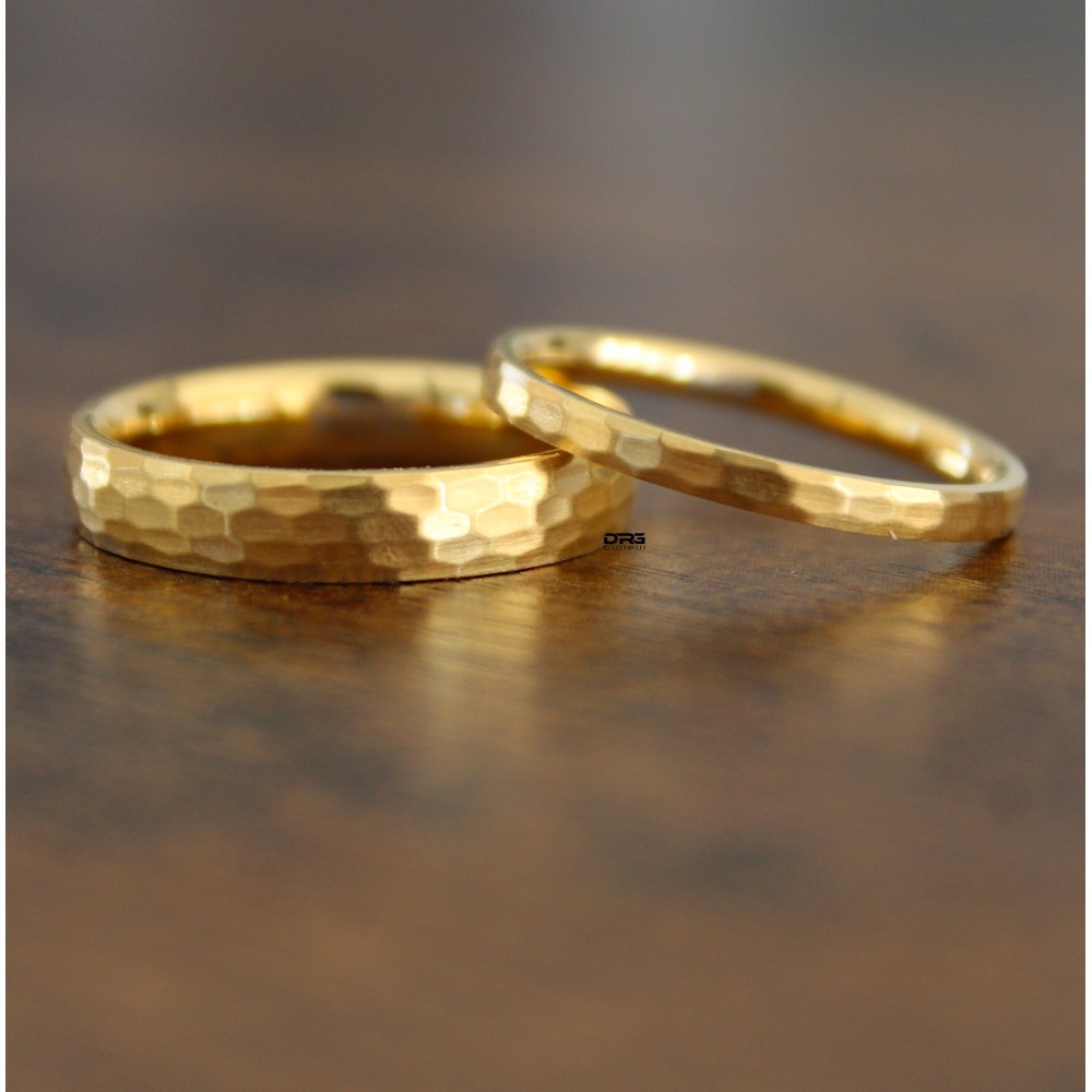 Fedi nuziali Oro 4mm e 2mm Martellate fedine fidanzamento