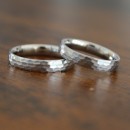 Pair of Wedding Bands Stainless Steel Hammered Silver 4mm with Personalized Engravings