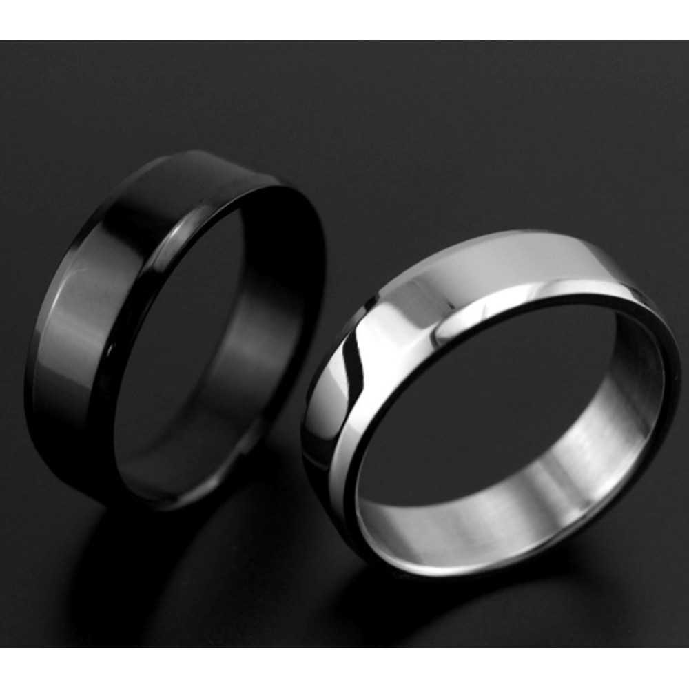 Black Satin Steel Band Ring for Men...