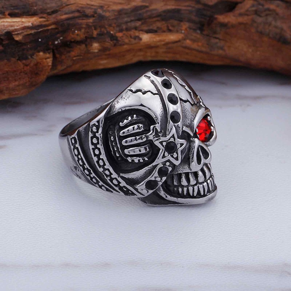 Anello Acciaio Uomo Donna Teschio benda