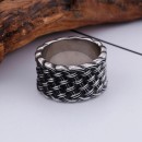 Anello Acciaio Uomo Lavorato Puntellato fascia