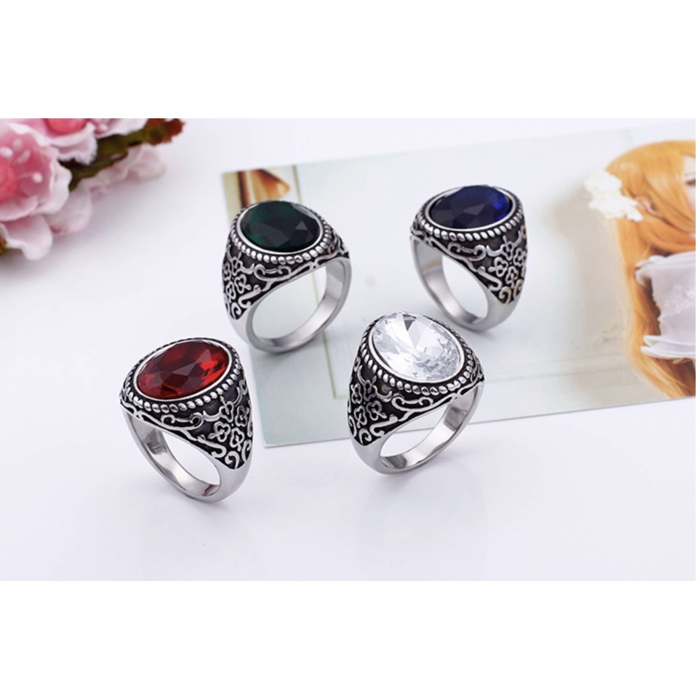 Stainless Steel Men's Ring with Large...