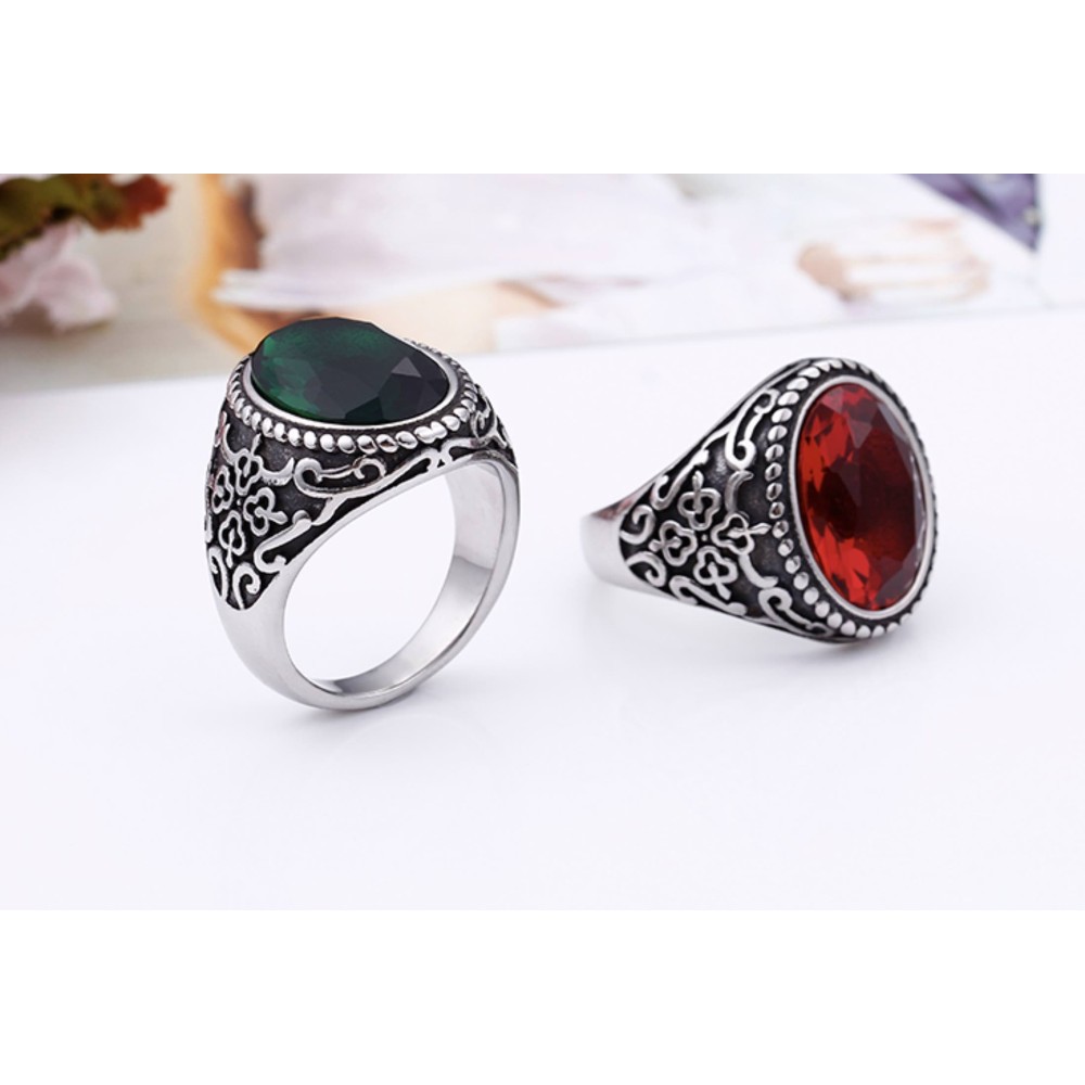 Stainless Steel Men's Ring with Large...