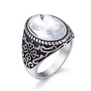 Stainless Steel Men's Ring with Large Stone