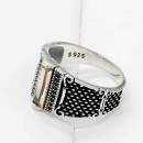 Anello in Argento 925% con incisione Vintage Chevalier Con Pietra