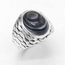 Anello in argento 925% Vintage chevalier Con Pietra Agata Naturale