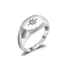 Anello in Argento 925% Con Incisione Chevalier con Pietra Bianca