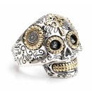 925% silver ring with custom engraving Mexican Skull Man