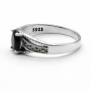 Men's Women's 925% Silver Chevalier Ring with Black Stone Pinky Finger