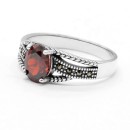 Men's Women's Ring in 925% Silver Chevalier Red Stone Pinky