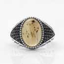 Anello Uomo Donna Argento 925% Con incisione Con Pietra Agata