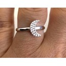 925 Silver Adjustable Moon Ring with Swarovski Elements