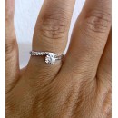 Anello Solitario in Argento 925 Fascia di zirconi e Cristallo Centrale