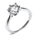 Solitaire Ring in 925 Silver with Central 8 MM Crystal