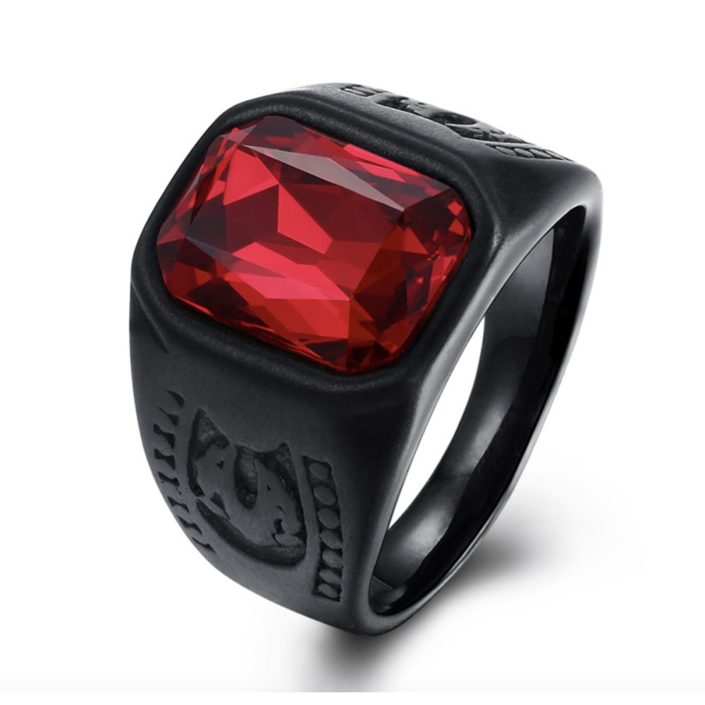 Men's Satin Stainless Steel Ring with...