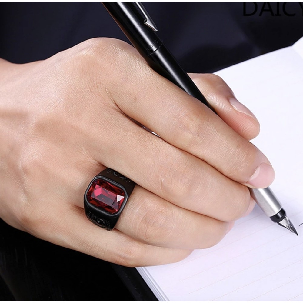Men's Satin Stainless Steel Ring with...