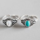 Adjustable Ring with 925 Silver Stone Boho Style