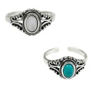 Adjustable Ring with 925 Silver Stone Boho Style