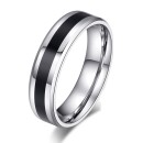 Steel Ring Men Women Black Striped Band
