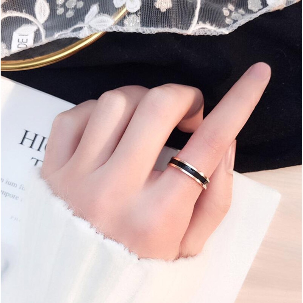 Steel Ring Men Women Black Striped Band
