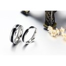 Steel Ring Men Women Black Striped Band