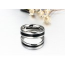 Anello Acciaio Uomo Donna Striscia Nera Fedina