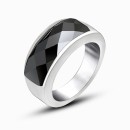 Anello Uomo Donna Fascia Cristallo Nero