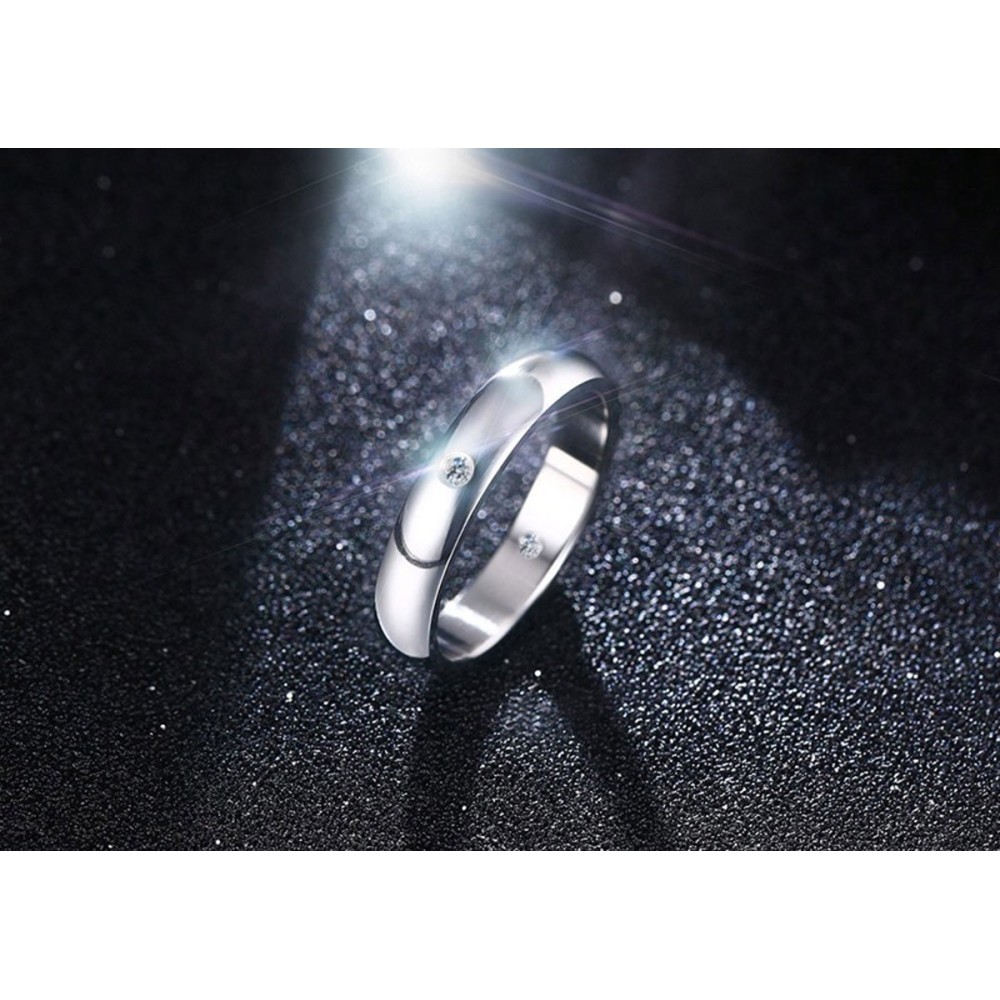 Steel Solitaire Ring Simple Zirconia...