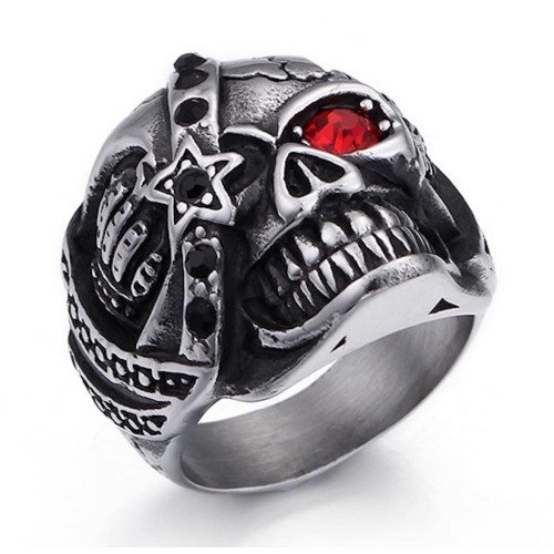 Anello Teschio Rubino Uomo Donna
