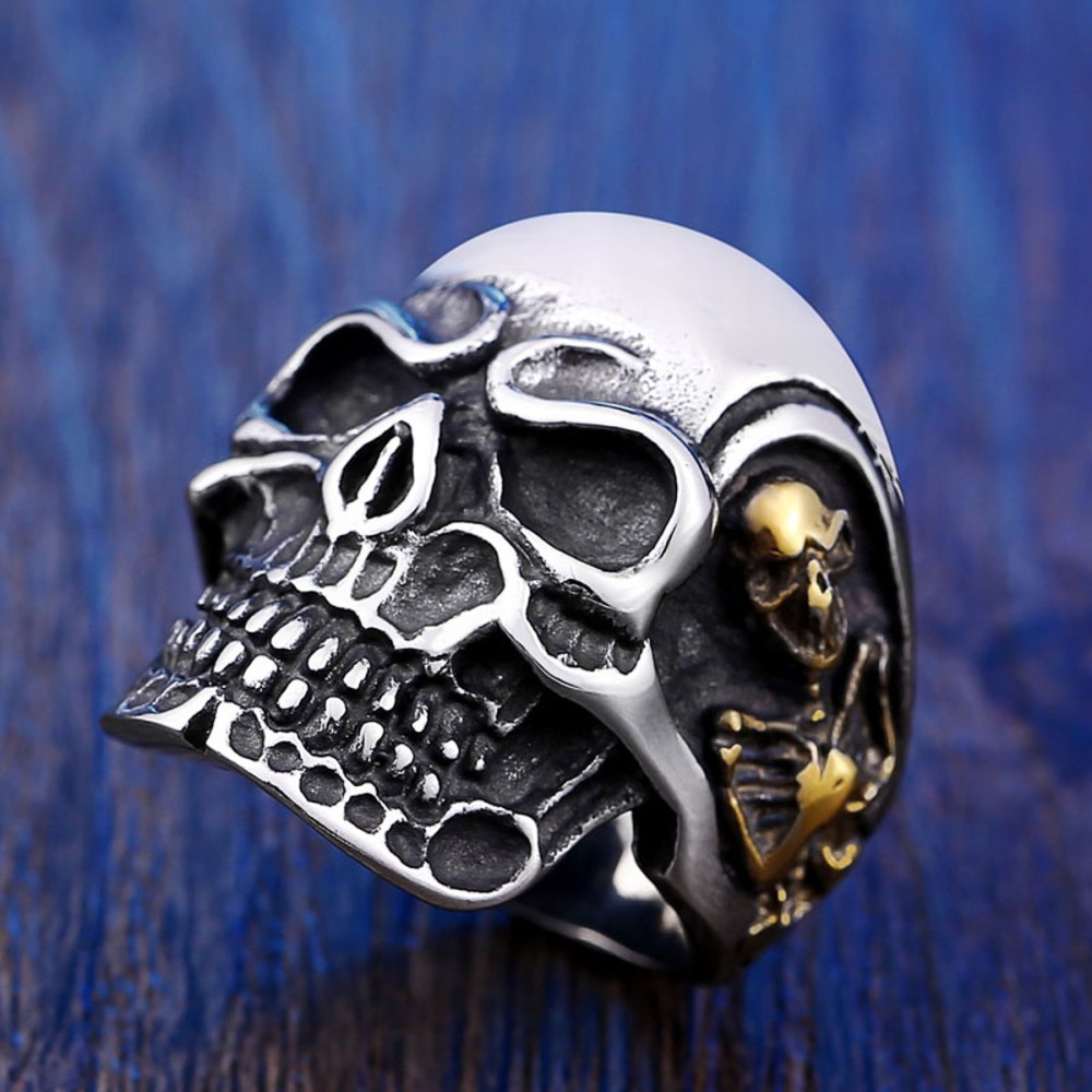 Stainless Steel Skull Ring Men Women...