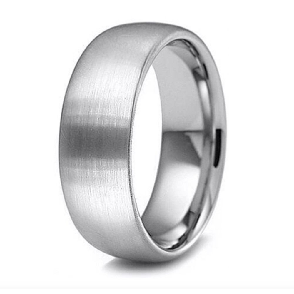 Satin finish ring unisex 8mm silver band