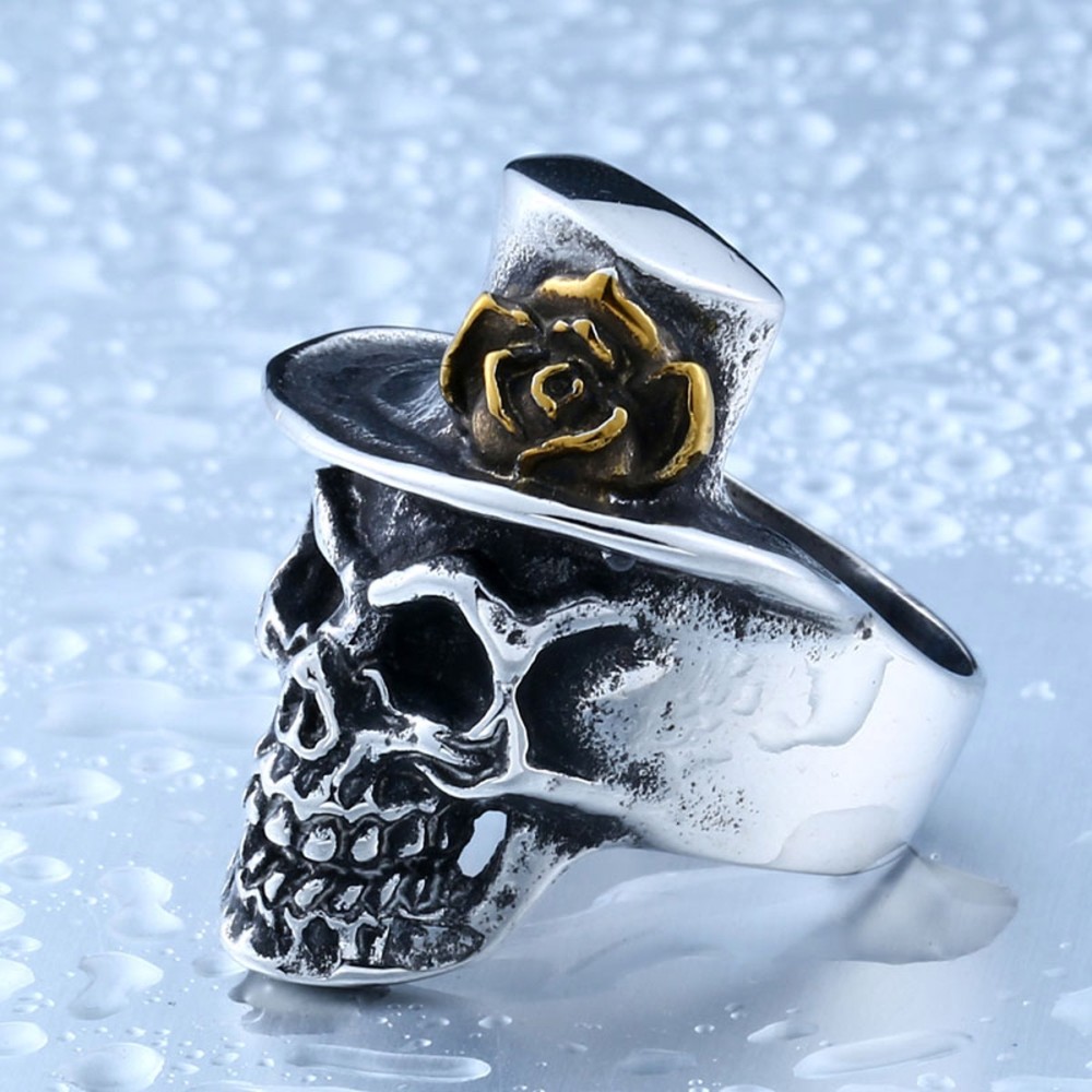 Steel Skull Hat Ring for Men and...