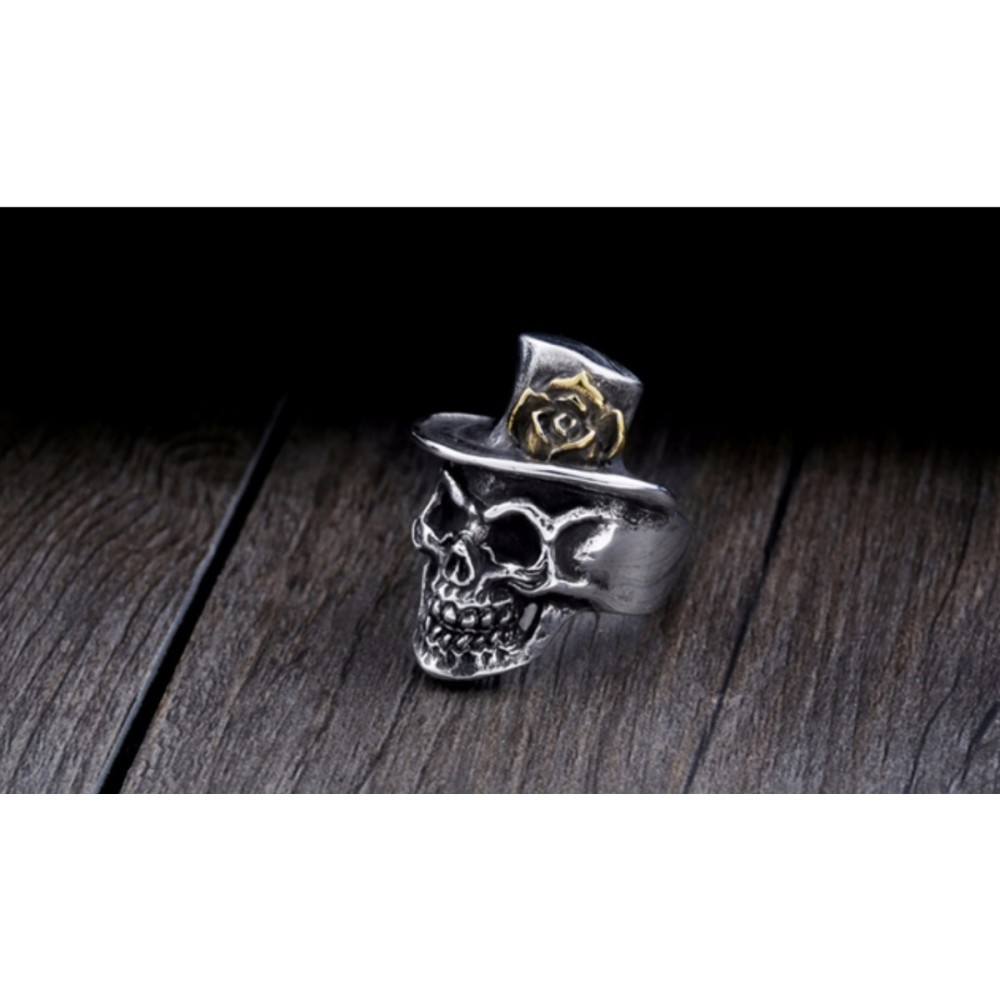 Steel Skull Hat Ring for Men and...