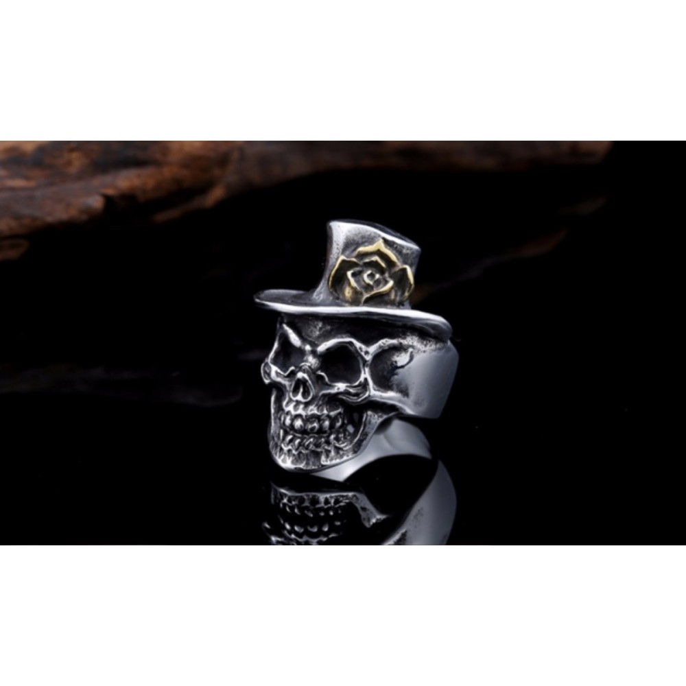 Steel Skull Hat Ring for Men and...