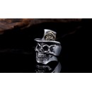 Steel Skull Hat Ring for Men and Women with Rose