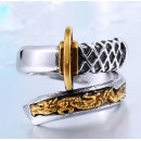 Steel ring for men and women with Samurai Katana sword