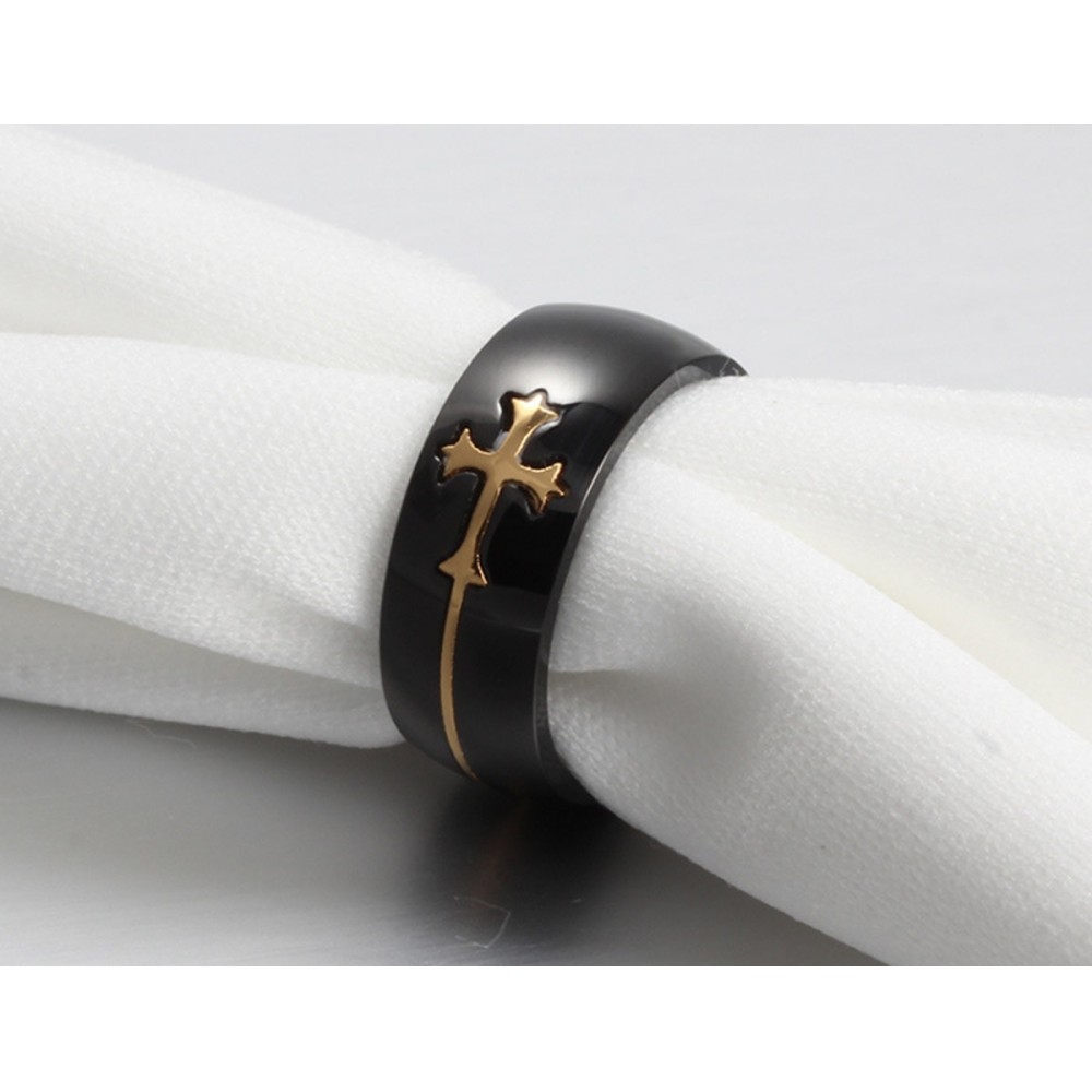 Anello a Fascia Uomo Donna Croce in...