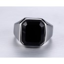 Steel Ring Unisex Signet Chevalier Stone