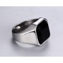 Steel Ring Unisex Signet Chevalier Stone
